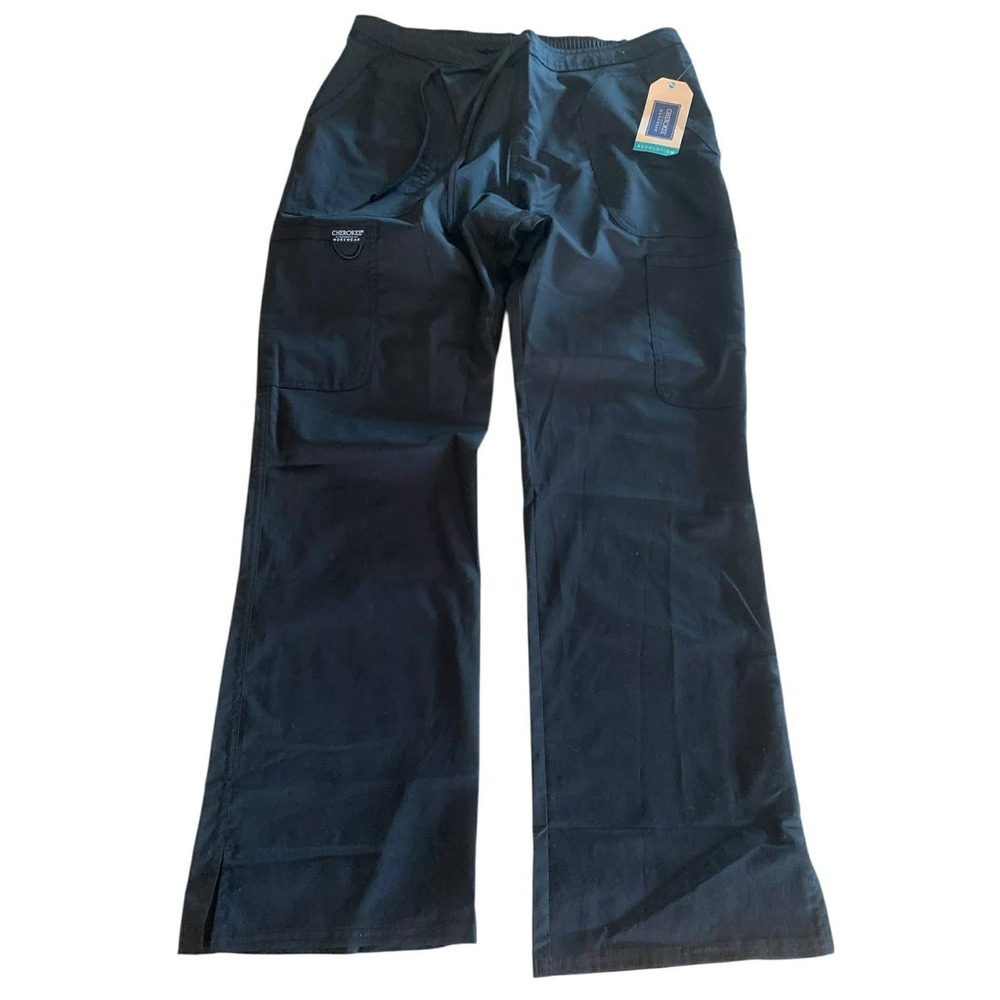 Cherokee Revolution WW120 Womens Black Flare Leg Scrub Pants workwear uniform M